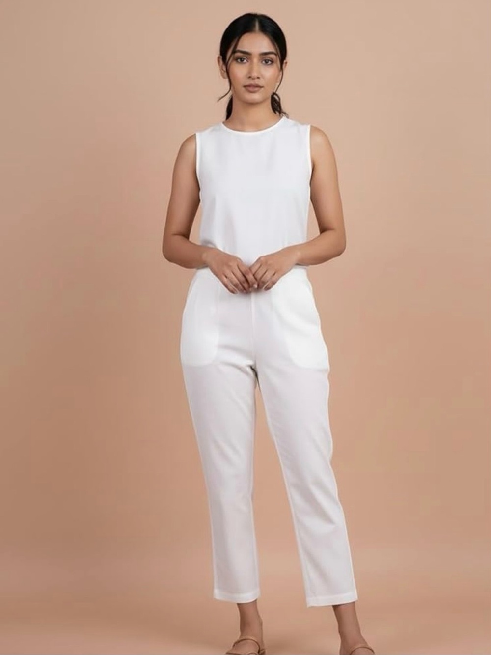 IRO White Sleeveless Cropped Jumpsuit